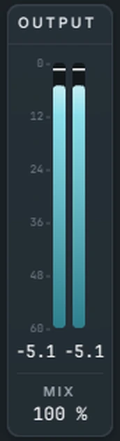 Harmonic Pro Studio DeNoiser plugin, output meters and mix