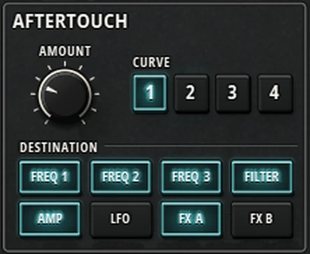 Harmonic Pro Studio Harmonic Classic synthesizer, Aftertouch amount, curve and destinations