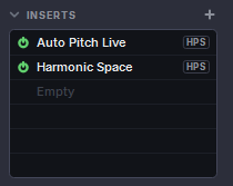 Harmonic Pro Studio Inspector, INSERTS with two effects and an empty row