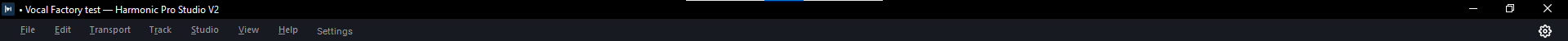 Harmonic Pro Studio title bar, menus, hint bar and Settings button